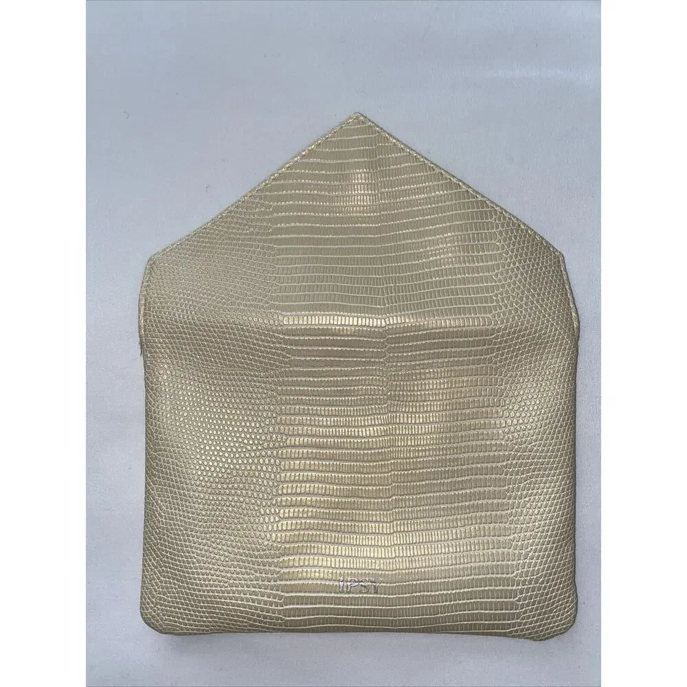 Ipsy Glam Bag August 2021 Beige/Green Faux Snake Envelope Cosmetic Makeup Bag